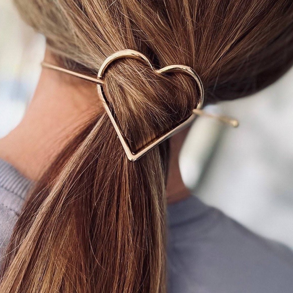 Vintage Style Minimalist Gold Metallic 2 Piece Hair Clip